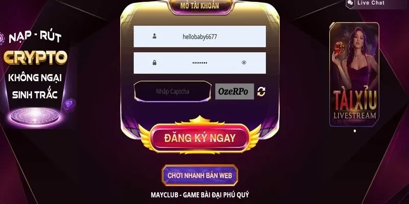 Hướng dẫn đăng ký tài khoản game tại Mayclub